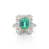 GIA Certified 3.07 Carat Colombian Emerald & Diamond Platinum Ballerina Ring