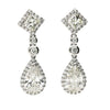 GIA Certified 3.93 Carat Pear Cut &Diamond Halo Drop Earrings in 18K White Gold