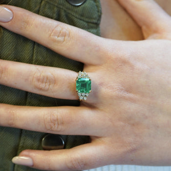 GIA Certified 4 Carat Colombian Minor Oil Emerald & Diamond Engagement Ring – Assay Jewelers