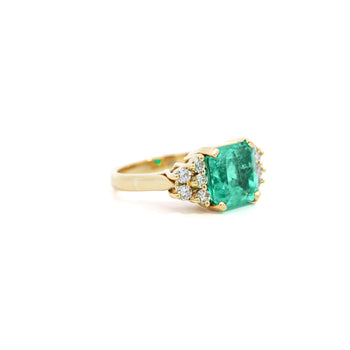 GIA認定 4カラット コロンビア産 軽微オイル処理 エメラルド＆ダイヤモンドの婚約Ring – Assay Jewelers