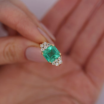 GIA Certified 4 Carat Colombian Minor Oil Emerald & Diamond Engagement Ring – Assay Jewelers