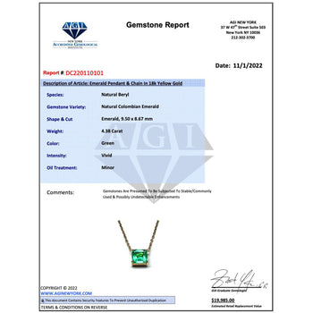 GIA認定 4.38カラット コロンビア産エメラルドの18Kゴールド フローティングコネクティングネックレス – Assay Jewelers