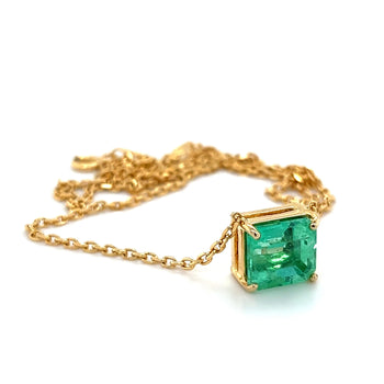 GIA認定 4.38カラット コロンビア産エメラルドの18Kゴールド フローティングコネクティングネックレス – Assay Jewelers
