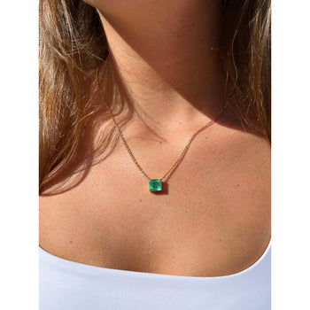 GIA認定 4.38カラット コロンビア産エメラルドの18Kゴールド フローティングコネクティングネックレス – Assay Jewelers