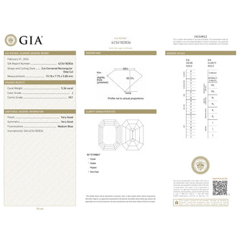 GIA Certified 5.36 Carat Emerald Cut Diamond East West Bezel Unisex Ring – Assay Jewelers