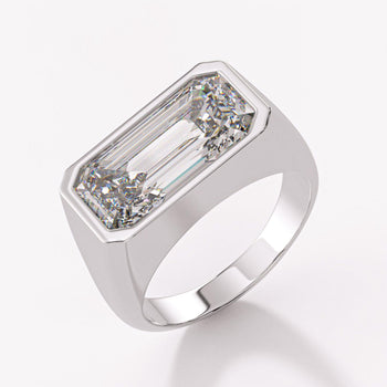 GIA Certified 5.36 Carat Emerald Cut Diamond East West Bezel Unisex Ring – Assay Jewelers