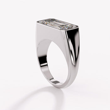 GIA Certified 5.36 Carat Emerald Cut Diamond East West Bezel Unisex Ring – Assay Jewelers