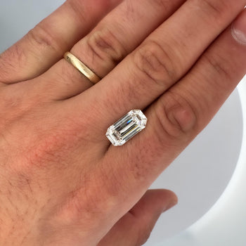GIA Certified 5.36 Carat Emerald Cut Diamond East West Bezel Unisex Ring – Assay Jewelers