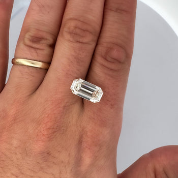 GIA Certified 5.36 Carat Emerald Cut Diamond East West Bezel Unisex Ring – Assay Jewelers