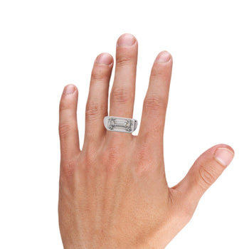 GIA Certified 5.36 Carat Emerald Cut Diamond East West Bezel Unisex Ring – Assay Jewelers