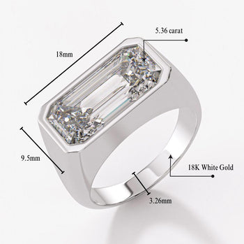 GIA Certified 5.36 Carat Emerald Cut Diamond East West Bezel Unisex Ring – Assay Jewelers