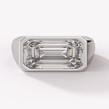 GIA Certified 5.36 Carat Emerald Cut Diamond East West Bezel Unisex Ring – Assay Jewelers