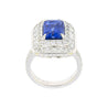 GIA Certified 6 Carat Emerald Cut No Heat Burma Blue Sapphire & Diamond Ring