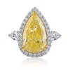 GIA-zertifizierter 6,06 Karat Fancy Intense Yellow Birnenschliff-Diamant 18K Ring