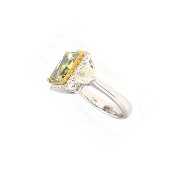 Certificato GIA, Ring con diamante giallo fancy brunastro verdognolo da 6,07 carati, taglio radiant – Assay Jewelers