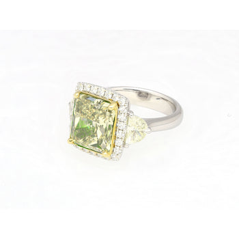 Certificato GIA, Ring con diamante giallo fancy brunastro verdognolo da 6,07 carati, taglio radiant – Assay Jewelers