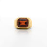 GIA Certified 7 Carat Emerald Cut Citrine 18K Gold Solitaire Bezel Set Mens Ring