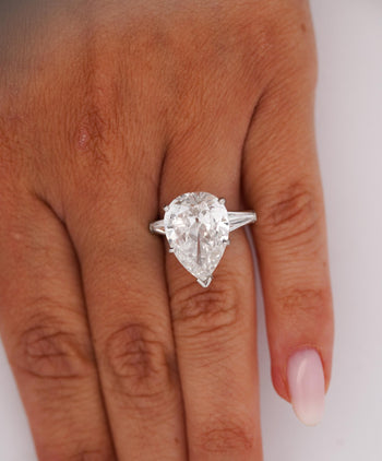 GIA Certified 7.03 Carat Pear Cut F/SI2 Diamond Platinum 3 Stone Ring – Assay Jewelers