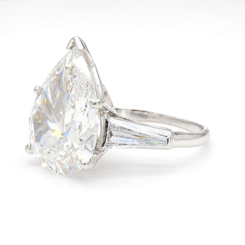 GIA Certified 7.03 Carat Pear Cut F/SI2 Diamond Platinum 3 Stone Ring – Assay Jewelers