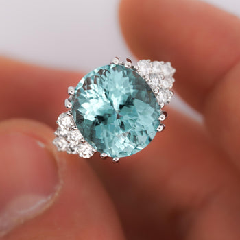 GIA Certified 9.48 Carat Paraiba Tourmaline Diamond Cluster Ring – Assay Jewelers