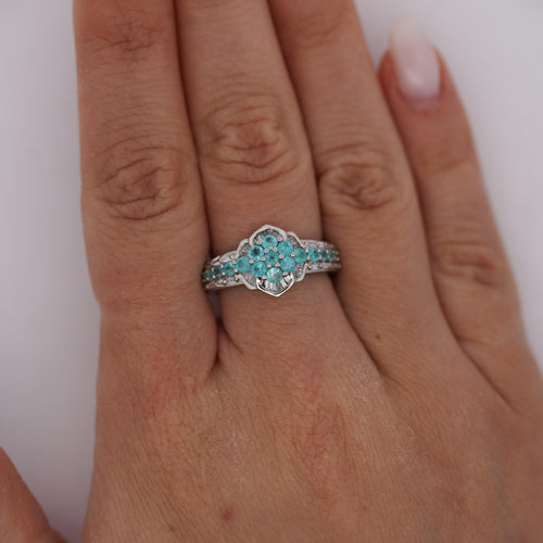 GIA Certified Brazilian Paraiba Tourmaline Cluster Ring