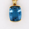 GIA Certified Cushion Cut Blue Topaz in 18K Gold Bezel Pendant Necklace