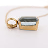 GIA Certified Cushion Cut Blue Topaz in 18K Gold Bezel Pendant Necklace