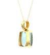 GIA Certified Cushion Cut Blue Topaz in 18K Gold Bezel Pendant Necklace