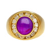 GIA-zertifizierter, unbehandelter 3,50 Karat Pink/Lila Sternsaphir und Diamant-Dome-Ring
