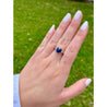GIA Certified No Heat Blue Sapphire & Trillion Cut Diamond 3-Stone Engagement Ring