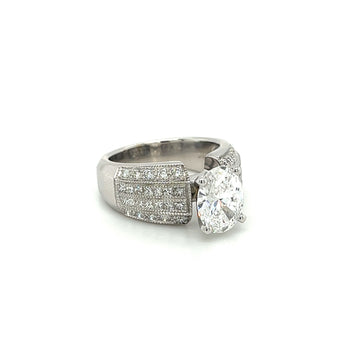GIA Certified Oval Cut 2.14 Carat & 18K White Gold Wide Lab Grown Engagement Ring – Assay Jewelers