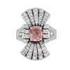 Bague Verticale en Or 18K avec Saphir Rose Certifié GIA et Diamant Anciens
