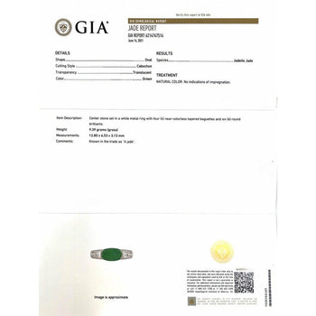 Ring con giada ovale certificata GIA e diamantini laterali in platino – Assay Jewelers