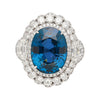 Bague saphir bleu oval de 18,16 carats de Mogok, Birmanie, sans traitement thermique, certifiée GRS, et diamants