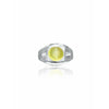 Bague pour homme en or blanc 14k sertie de Chrysobéryl œil de chat certifié GRS
