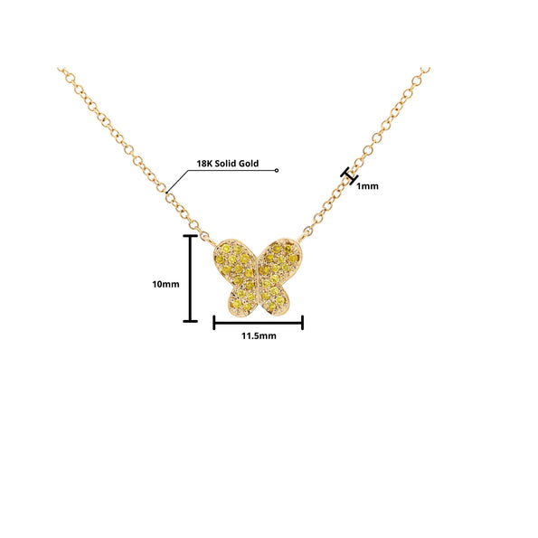 Gold Gemstone Butterfly Cluster Floating Pendant Necklace 18
