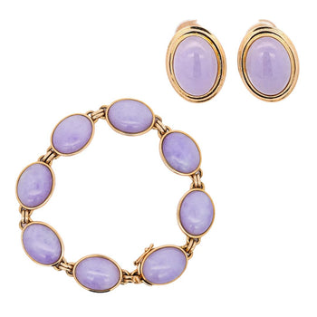 Gump's San Francisco Lavender Jade Link Bracelet and Earring Set – Assay Jewelers