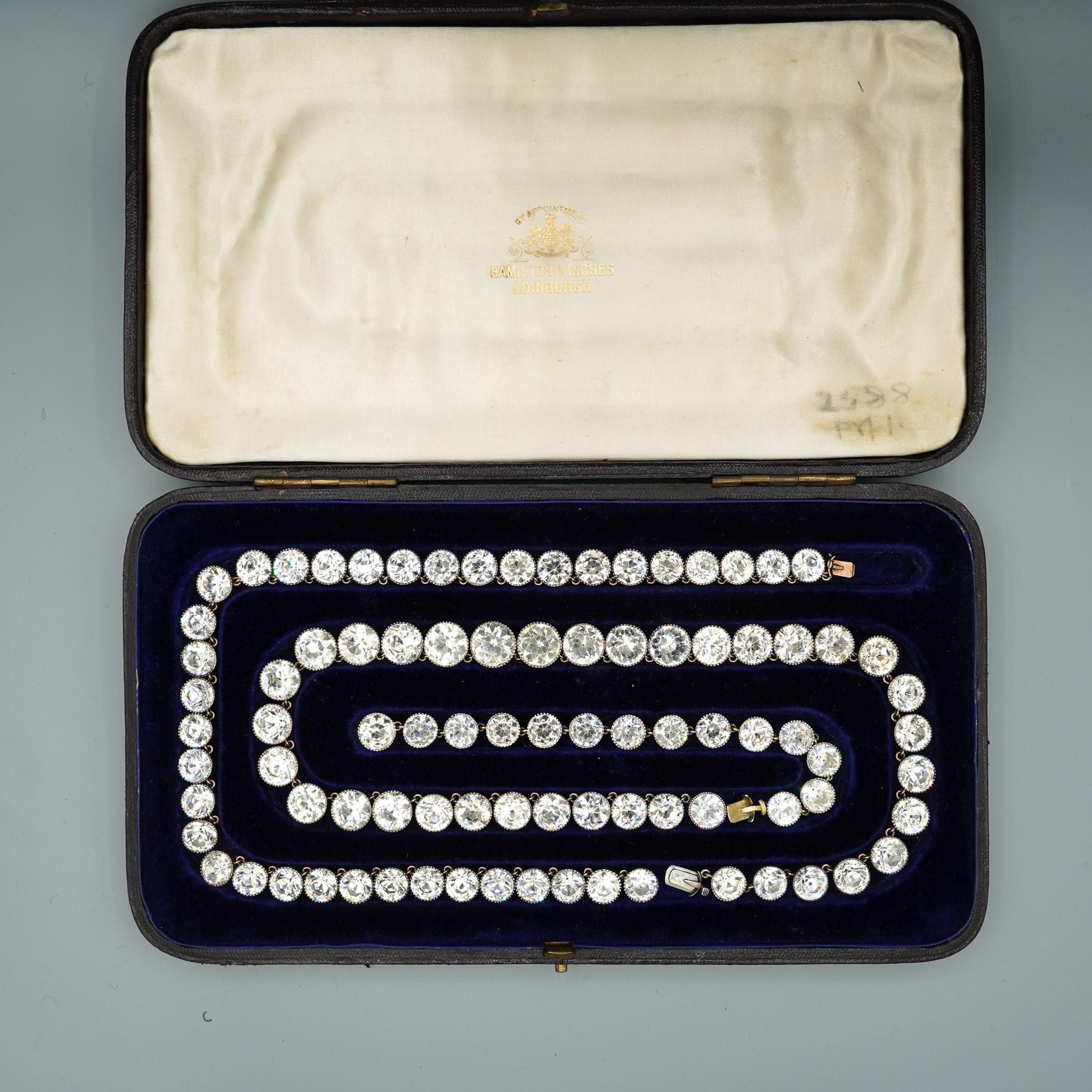Hamilton and Inches Vintage Riviera Paste Necklace and Bracelet Set 1910s