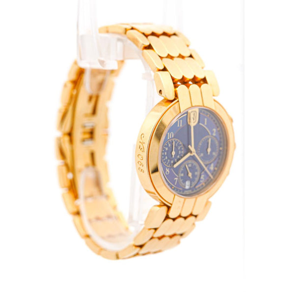 Harry Winston Premier Chronograph 18K Yellow Gold Navy Dial Mens Luxury Watch