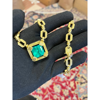 Henry Dunay 19.48 carat Colombian Emerald Necklace in 18k Yellow Gold – Assay Jewelers