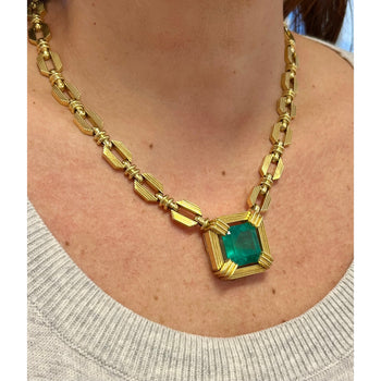 Henry Dunay 19.48 carat Colombian Emerald Necklace in 18k Yellow Gold – Assay Jewelers