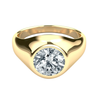 IGI Cert 3.85 Carat Lab Grown Diamond Bezel Set 14K Yellow Gold Statement Ring