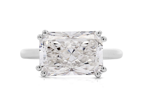 IGI Cert. 4.25 Carat Radiant Cut Lab Grown Diamond East West Engagement Ring