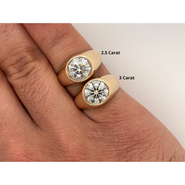 IGI Certified 2.5 to 3 Carat Lab Diamond Bezel Set Men's Ring