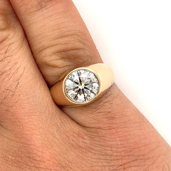 IGI Certified 2.5 to 3 Carat Lab Diamond Bezel Set Men's Ring