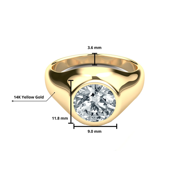 IGI Certified 2.5 to 3 Carat Lab Diamond Bezel Set Men's Ring