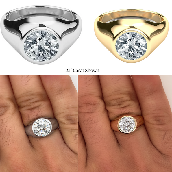 IGI Certified 2.5 to 3 Carat Lab Diamond Bezel Set Men's Ring