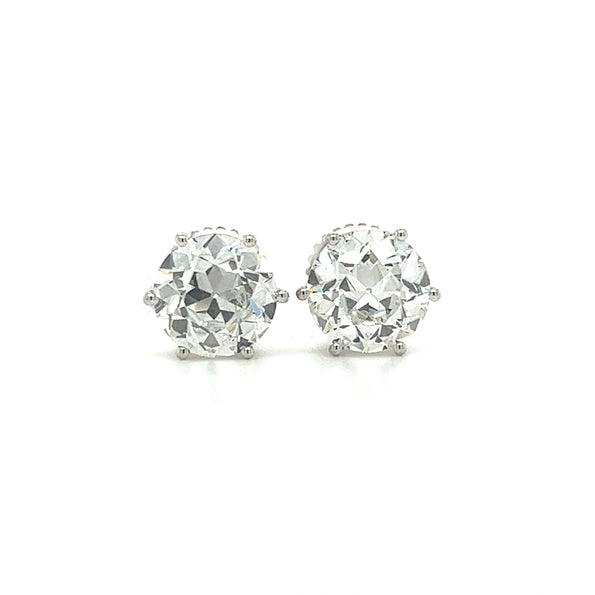 IGI Certified 6.06 Carat Total Old European Cut CVD Lab Grown Diamond 6-prong Stud Earring