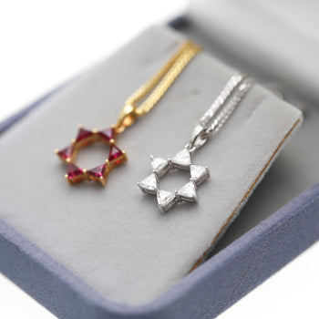 Diamond Star of David Pendant 18K White Gold Necklace – Assay Jewelers