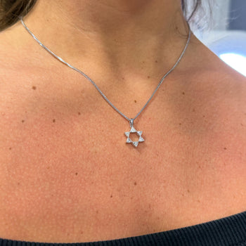 Diamond Star of David Pendant 18K White Gold Necklace – Assay Jewelers